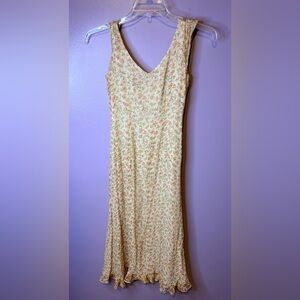 Dana Buchman Silk Floral Dress 2P Petite Cottagecore Fairycore Midi Ruffle Hem